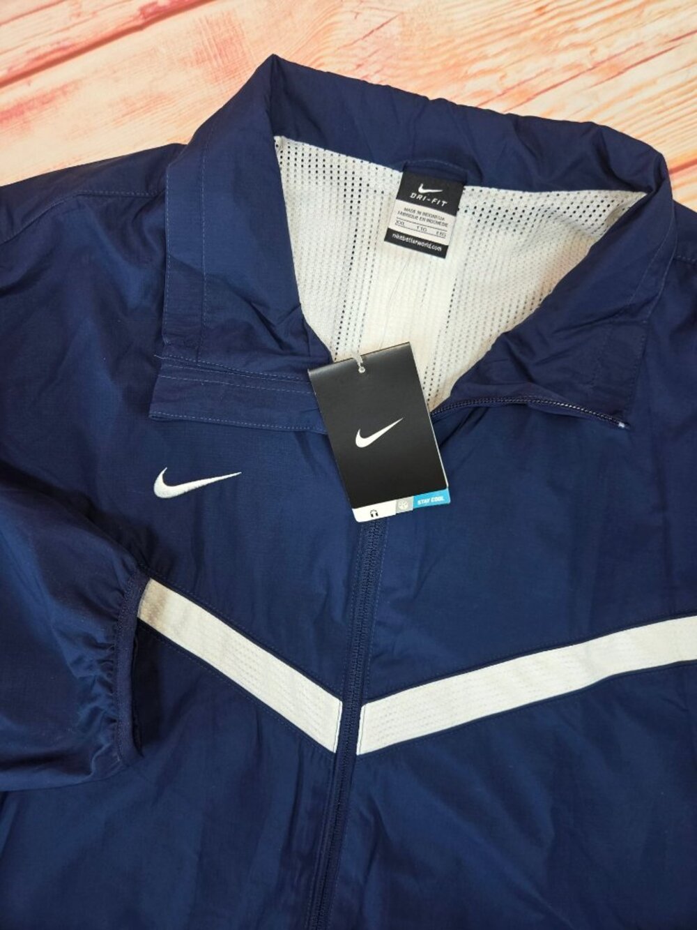 Nike Dri-FIT Navy Blue Full-Zip Jacket XXL NWT With White Accents